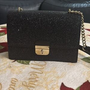 Elegant Kate Spade  Black Glitter Bag with Gold Chain
